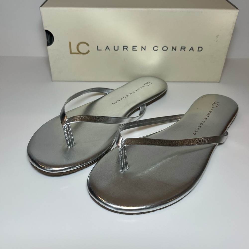 LC Lauren Conrad Metallic Silver Sandals